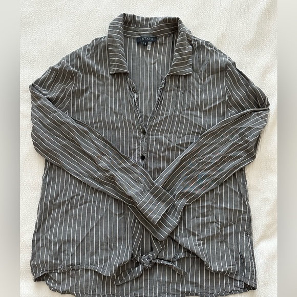 1. State Tops - 1.Slate gray/white pinstripe shirt